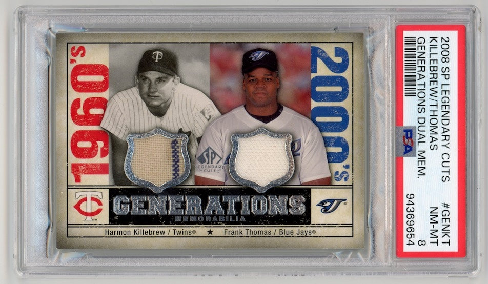 Harmon Killebrew & Frank Thomas 2008 SP Legendary Cuts Generations Dual Relic #GENKT   PSA 8