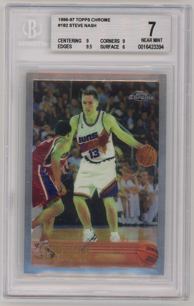 Steve Nash 1996 Topps Chrome #182 Phoenix Suns Rookie RC BGS 7 Card BGS 7