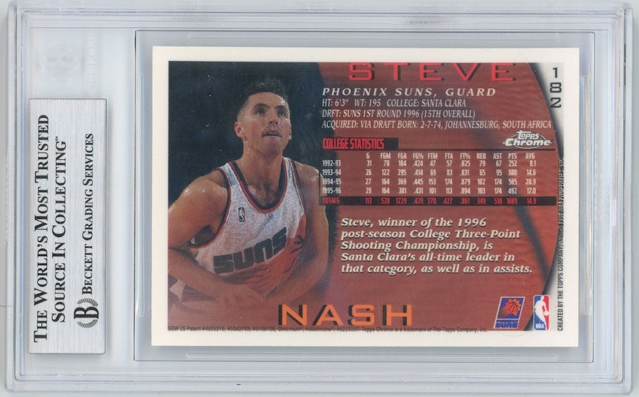 Steve Nash 1996 Topps Chrome #182 Phoenix Suns Rookie RC BGS 7 Card BGS 7