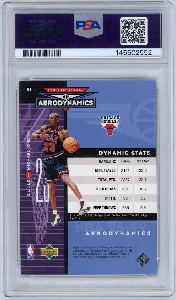 Michael Jordan 1998 Upper Deck Aerodynamics #A1 Chicago Bulls  PSA 7