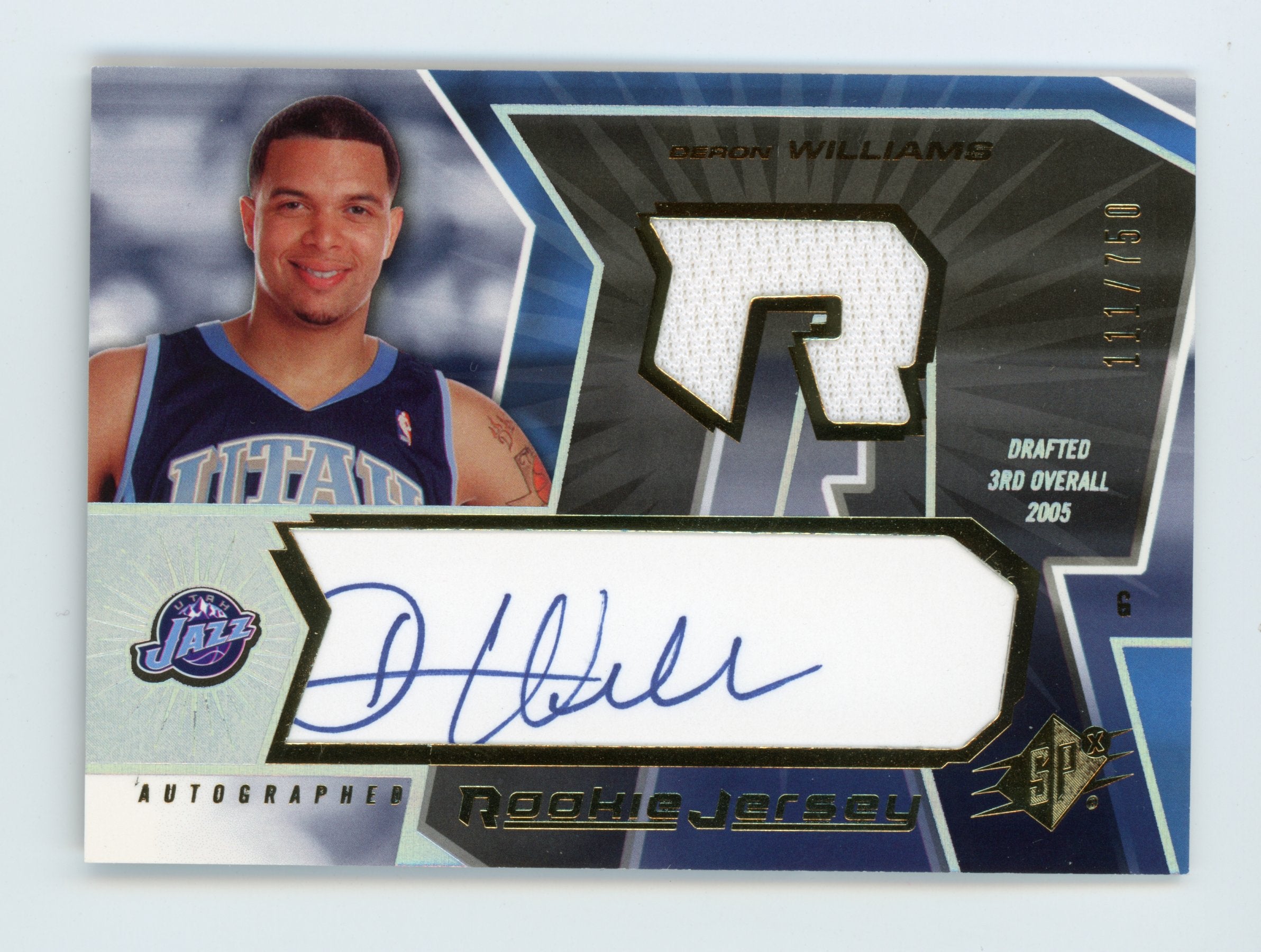 Deron Williams 2005-06 UD SPx Rookie Jersey Patch Auto #149 Utah Jazz   