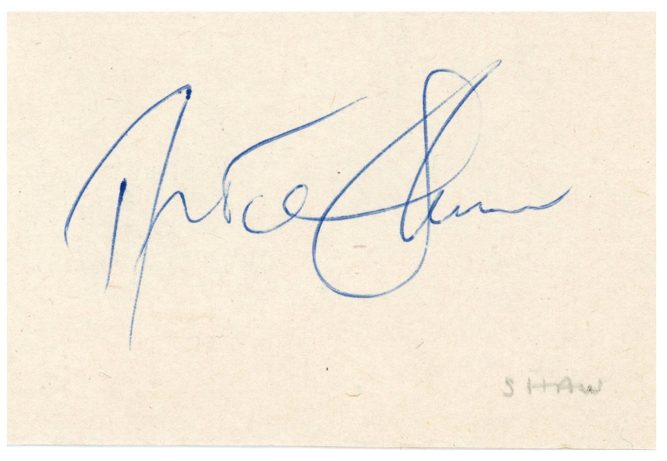 Artie Shaw Jazz Clarinetist Autographed Signed Index Card AMCo COA