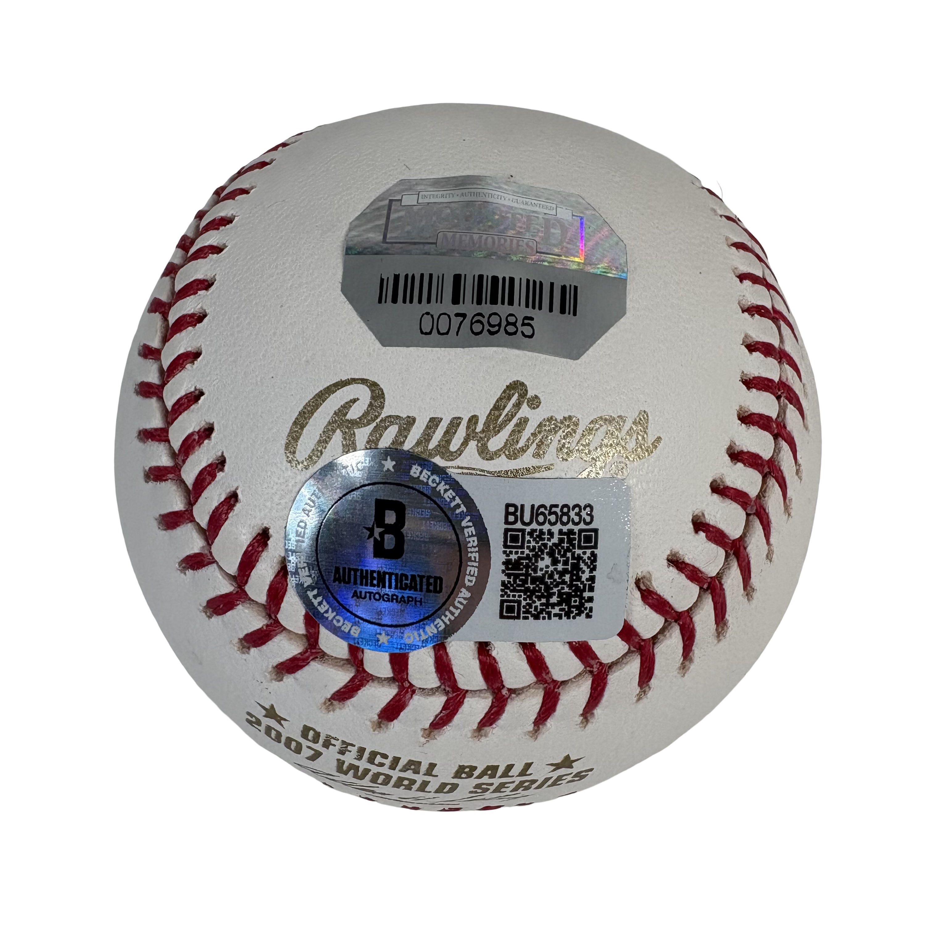 Jacoby Ellsbury 2007 World Series Autographed Signed Baseball Beckett BAS 