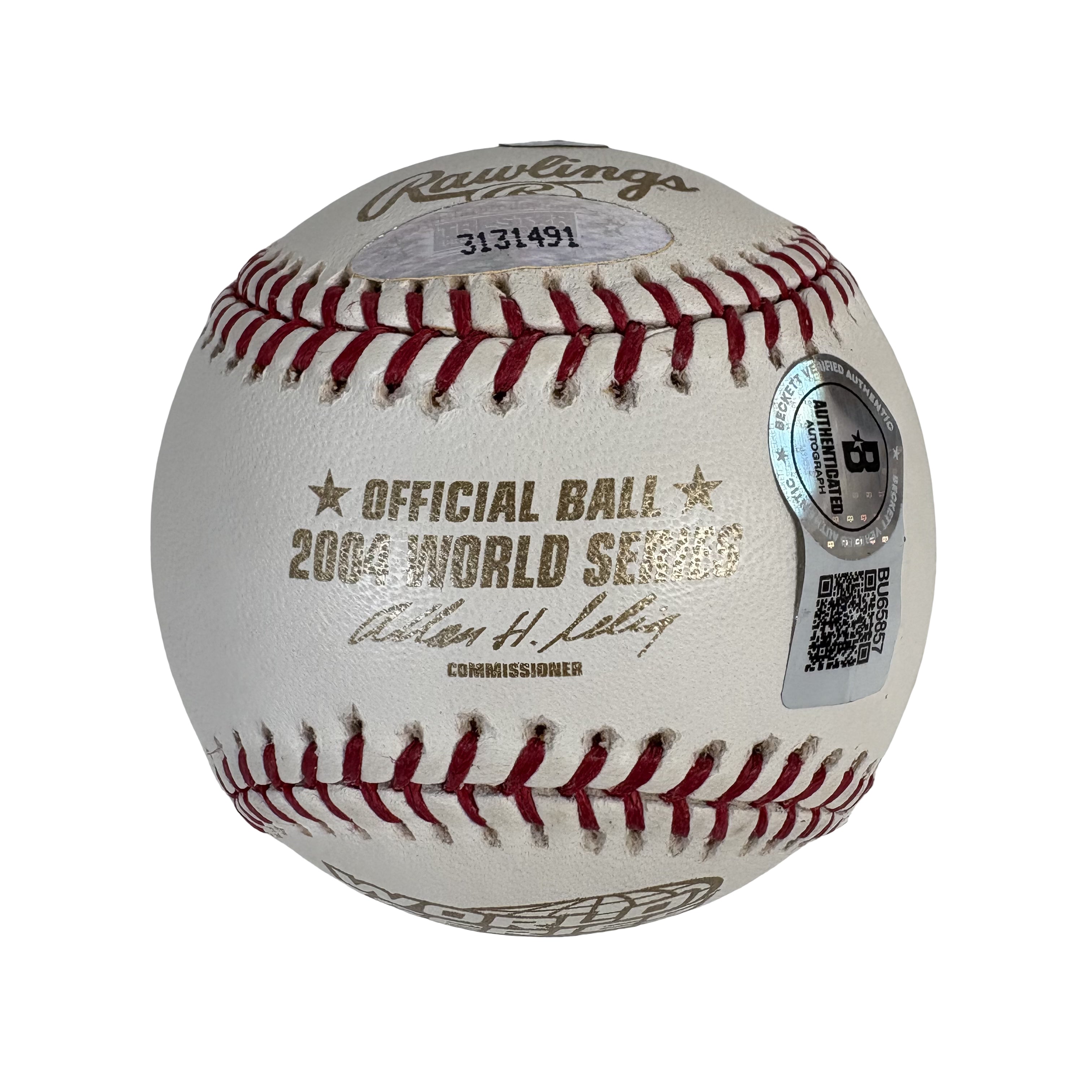 Derek Lowe 2004 World Series Autographed Signed Baseball Beckett BAS 