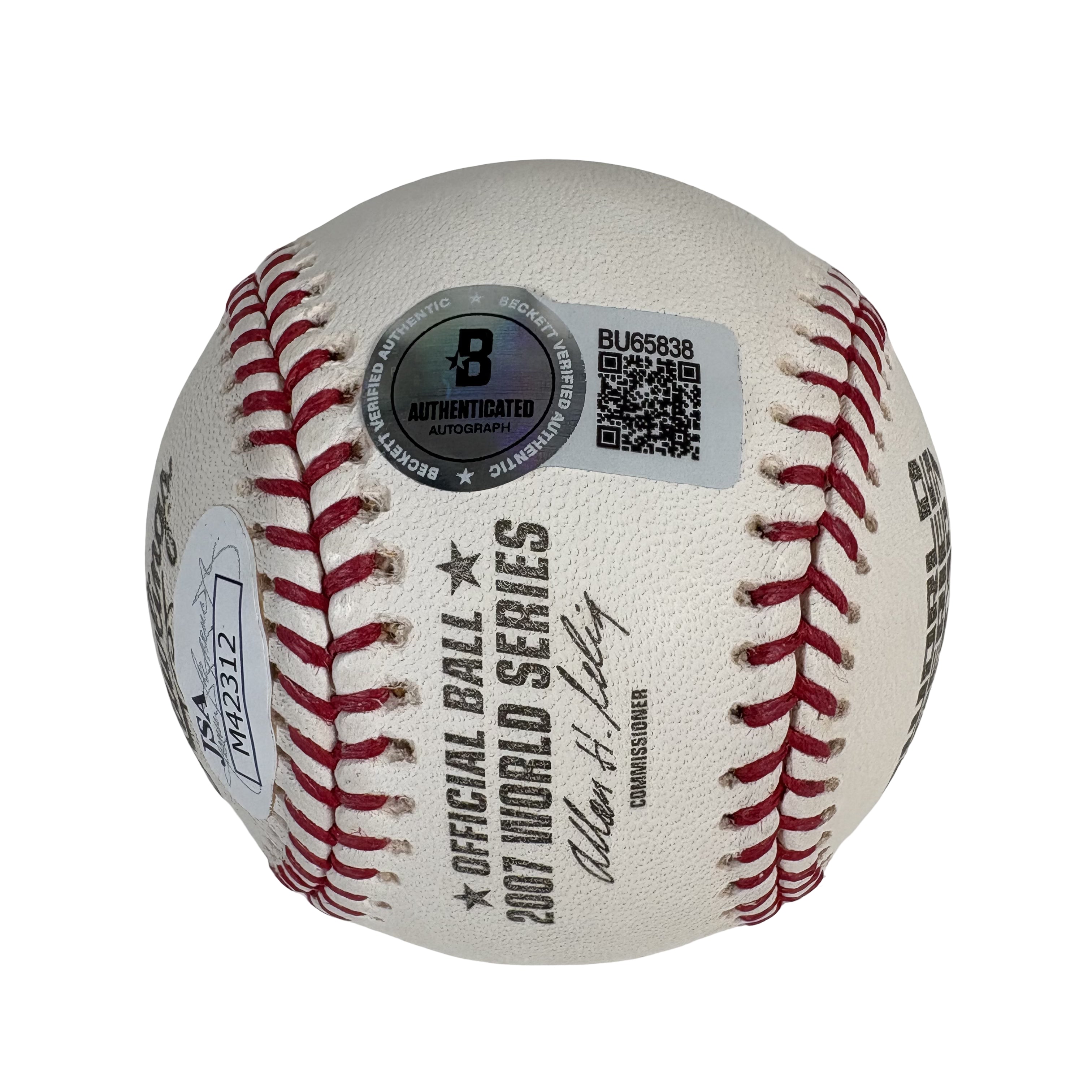 Mike Lowell 2007 World Series Autographed Signed Baseball Beckett BAS 