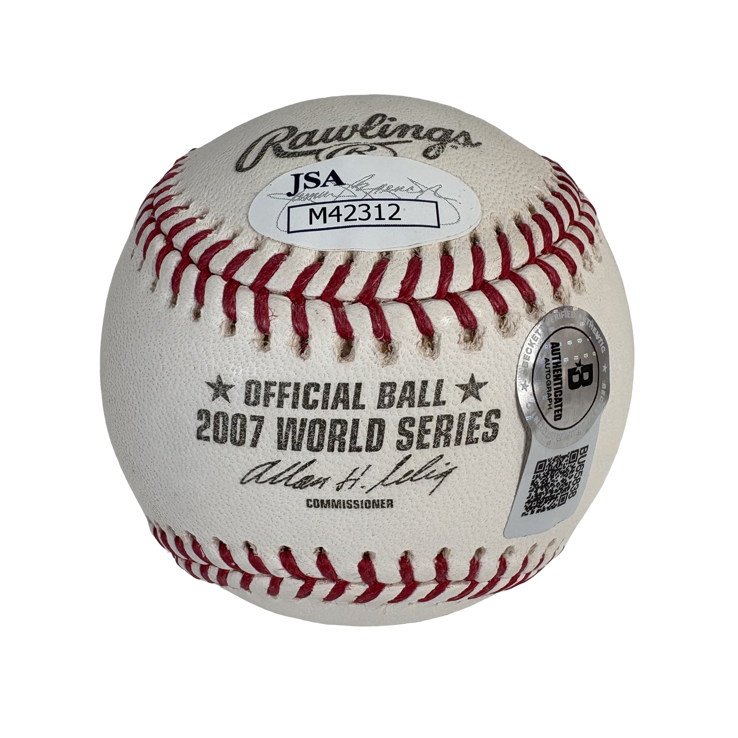 Mike Lowell 2007 World Series Autographed Signed Baseball Beckett BAS 