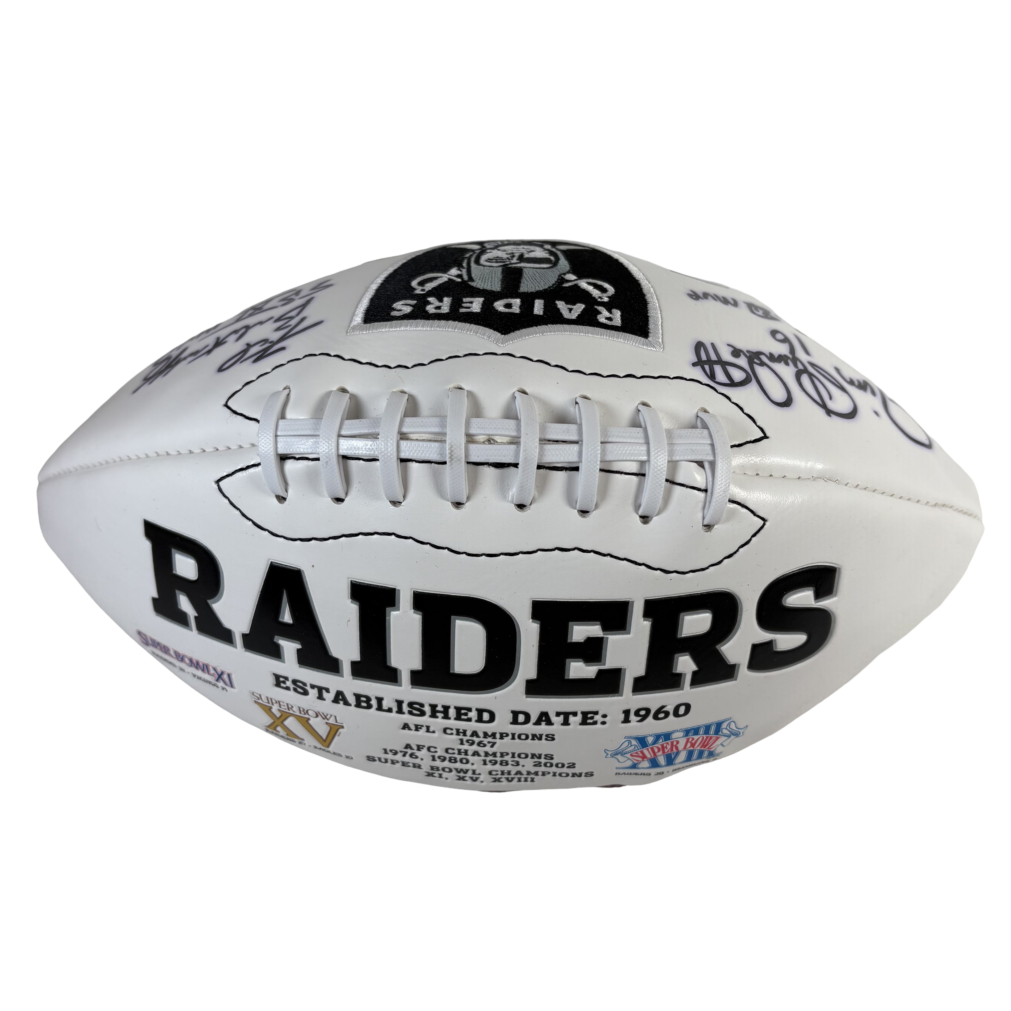 Jim Plunkett & Fred Biletnikoff Oakland Raiders Autographed Signed Football GTSM 