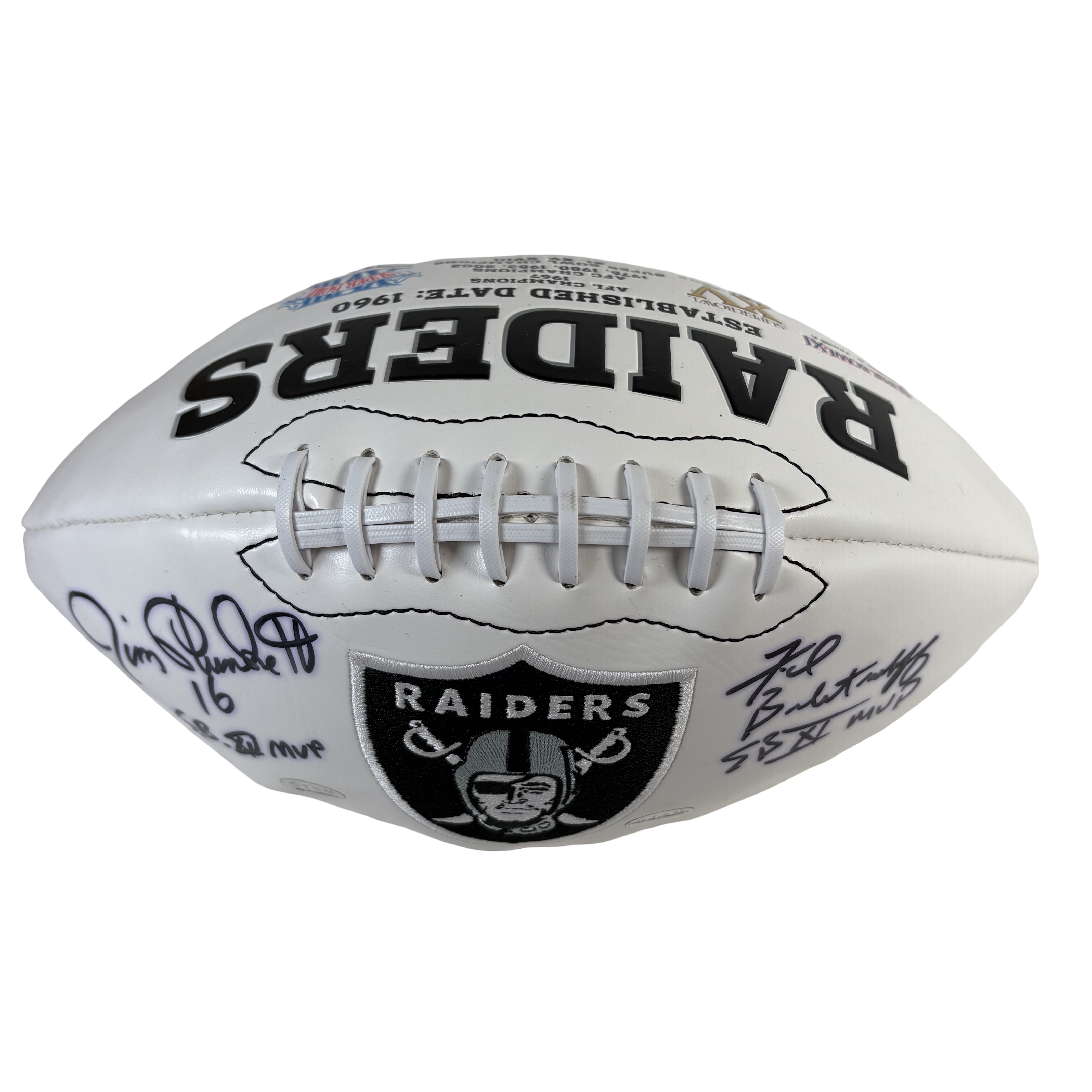 Jim Plunkett & Fred Biletnikoff Oakland Raiders Autographed Signed Football GTSM 