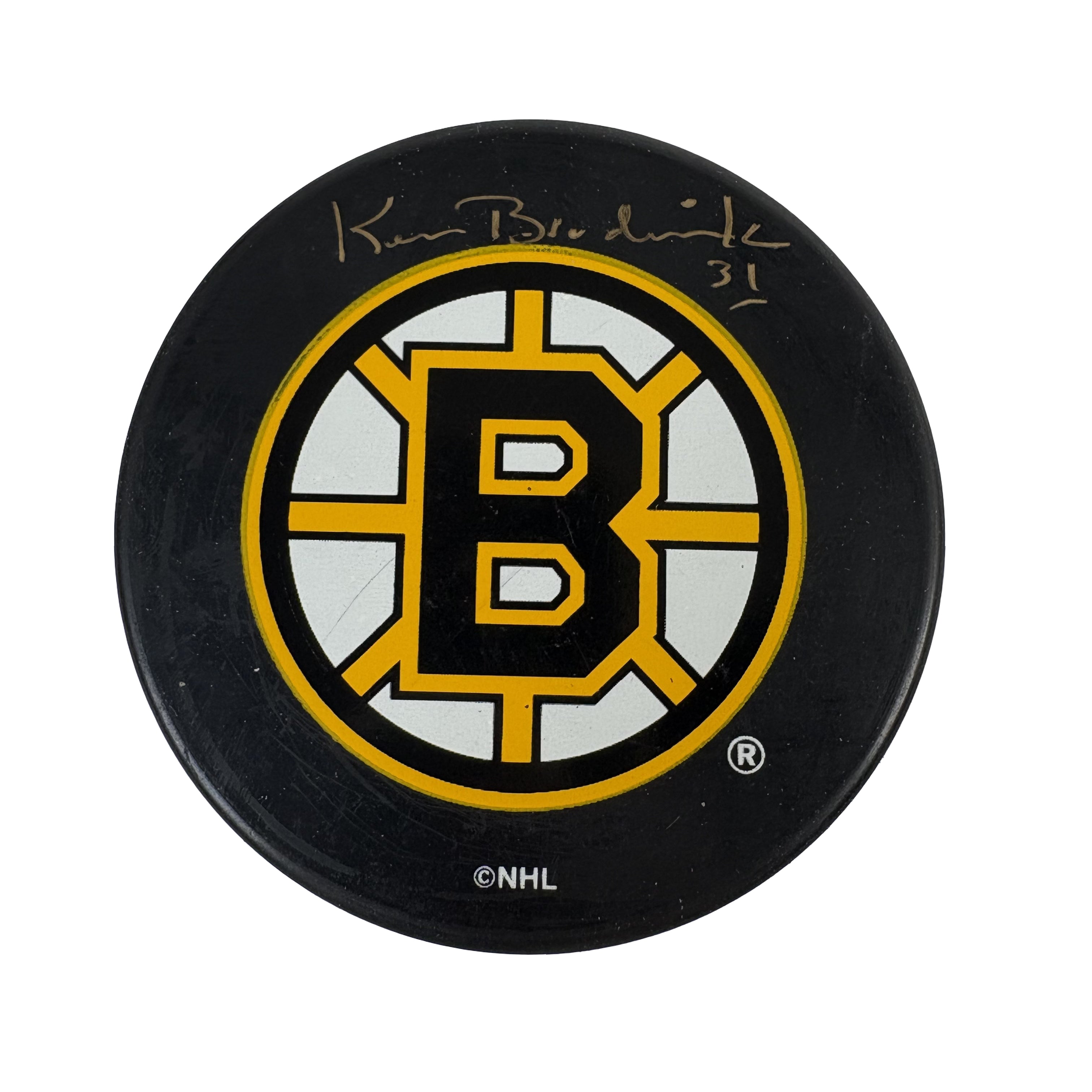 Ken Broderick Boston Bruins Autographed Signed Hockey Puck AMCo COA