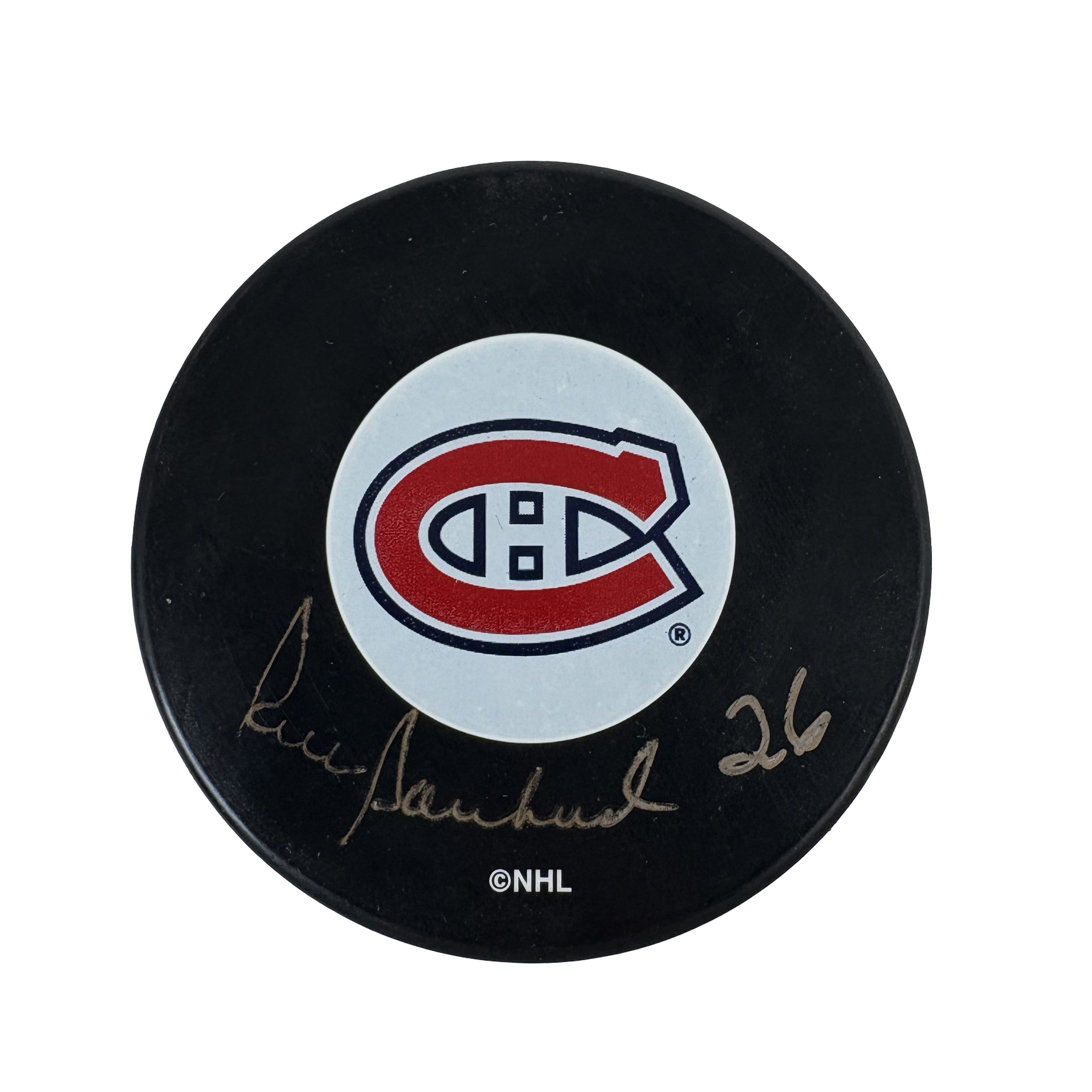 Pierre Bouchard Montreal Canadiens Autographed Signed Hockey Puck AMCo COA