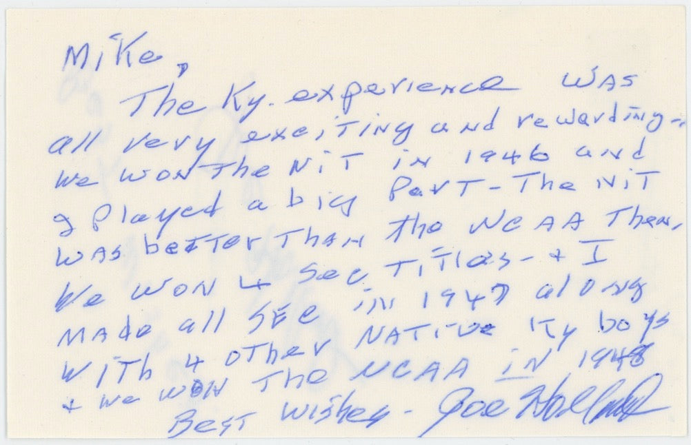 Joe Holland Kentucky Wildcats Autographed Signed Index Card AMCo COA