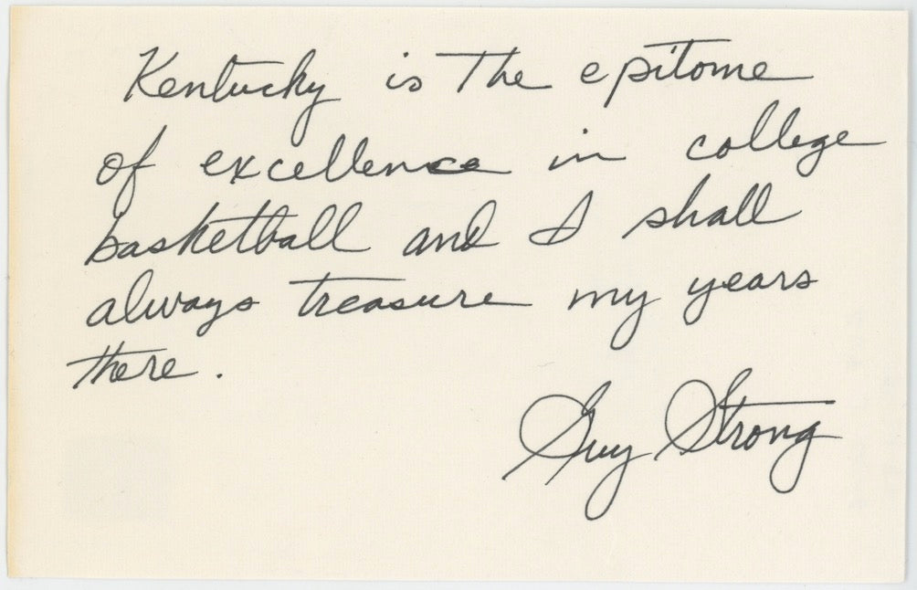 Guy Strong Kentucky Basketball Autographed Signed Index Card AMCo COA