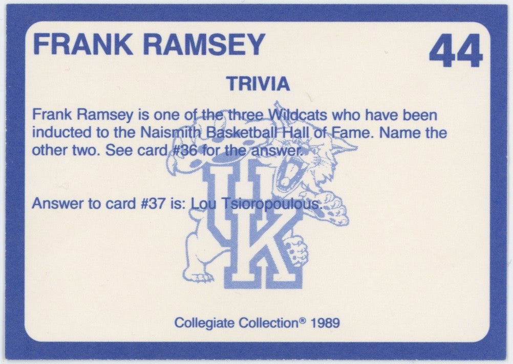 Frank Ramsey 1989 Collegiate Collection #44 Kentucky's Finest Auto Signed  AMCo
