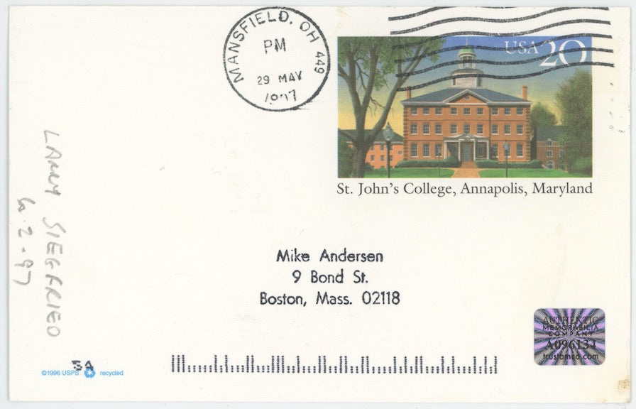 Larry Siegfried Boston Celtics Autographed Signed Postcard AMCo COA