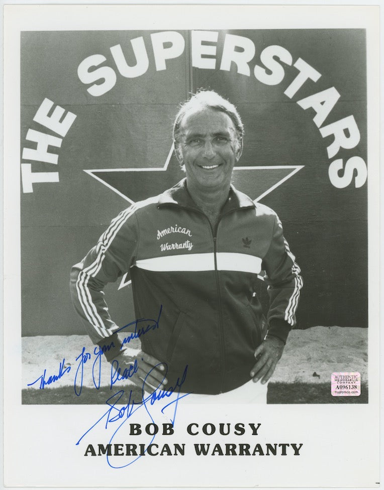 Bob Cousy Boston Celtics Autographed Signed 8x10 AMCo COA