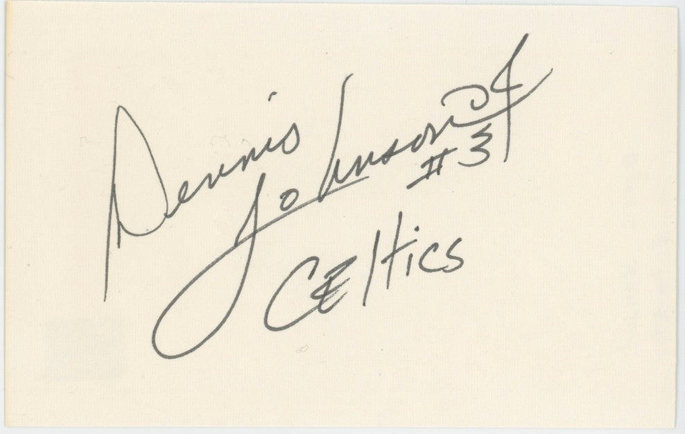 Dennis Johnson Boston Celtics Autographed Signed Index Card AMCo COA