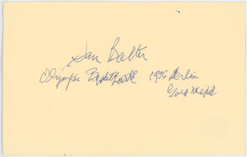 Sam Balter 1936 Olympic Basketball Autographed Signed Index Card AMCo COA