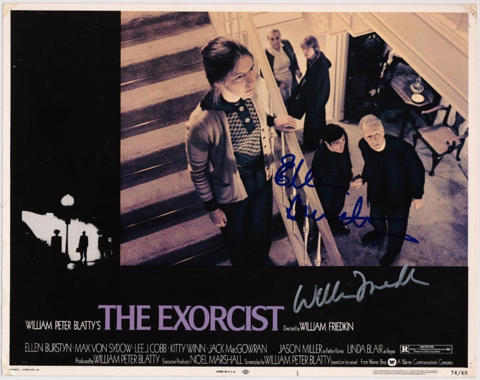 William Friedkin & Ellen Burstyn Exorcist Autographed Signed Lobby Card AMCo LOA