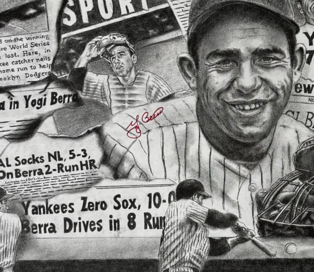 Yogi Berra New York Yankees Legend Autographed Signed Lithograph Poster Watfo LOA
