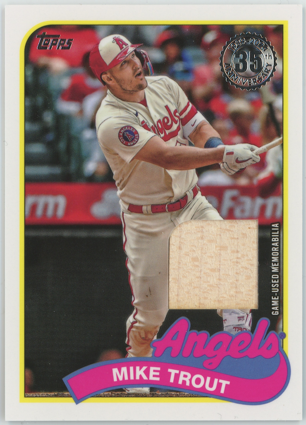 Mike Trout 2024 Topps Series 1 35th Anniversary Bat 1989 Relic Card #89BR-MT