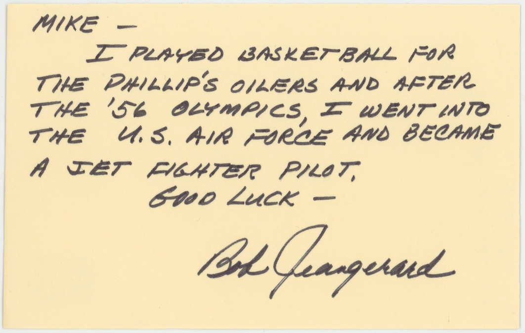 Robert Bob Jeangerard 1956 Olympics Autographed Signed Index Card AMCo COA