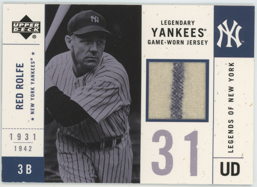 Red Rolfe 2001 UD Legendary Yankees Game Worn Jersey #LYJ-RR