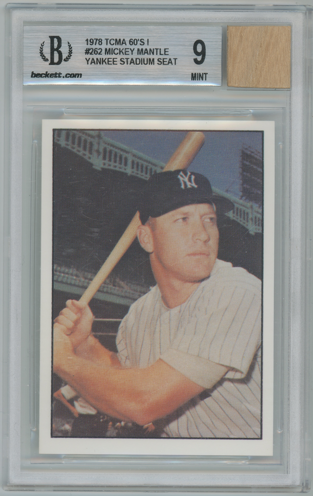 Mickey Mantle 1978 TCMA #262 Yankee Stadium Seat Relic Card BGS 9