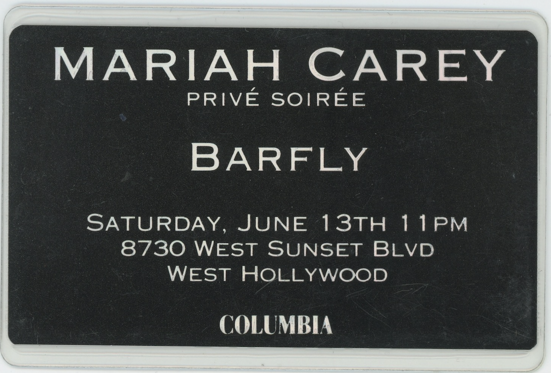 Mariah Carey Vintage Original Private Concert Ticket Invitation