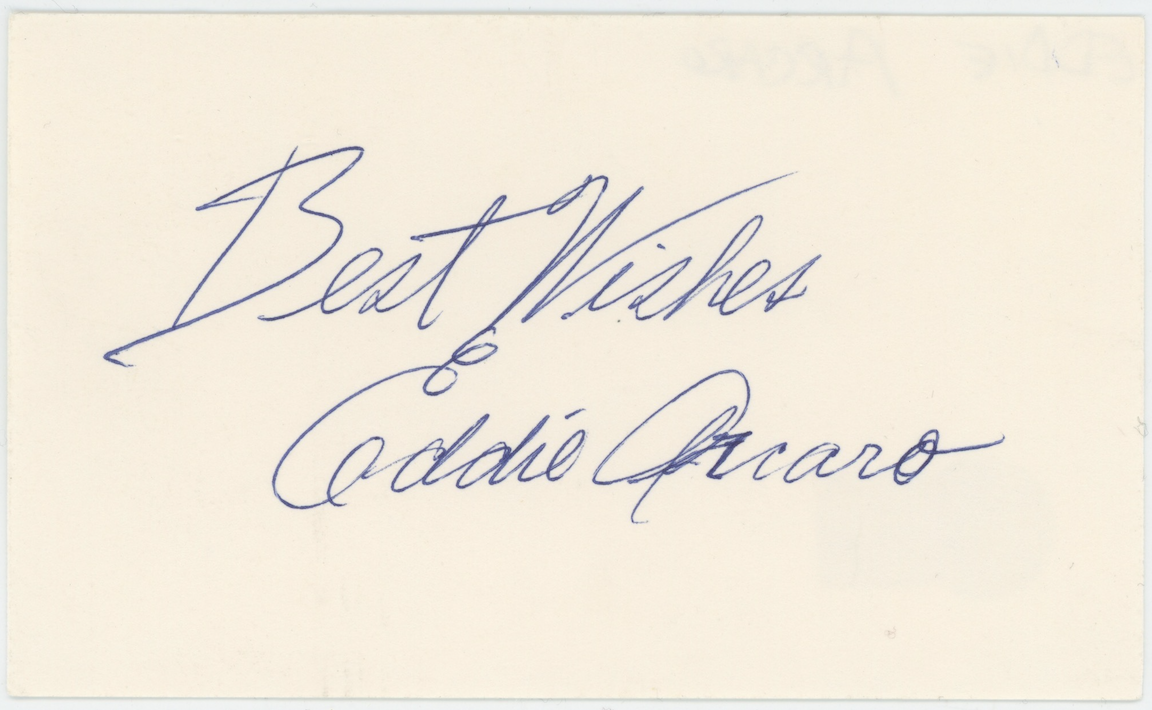 Eddie Arcaro Jockey Legend Autographed Signed Index Card Beckett BAS