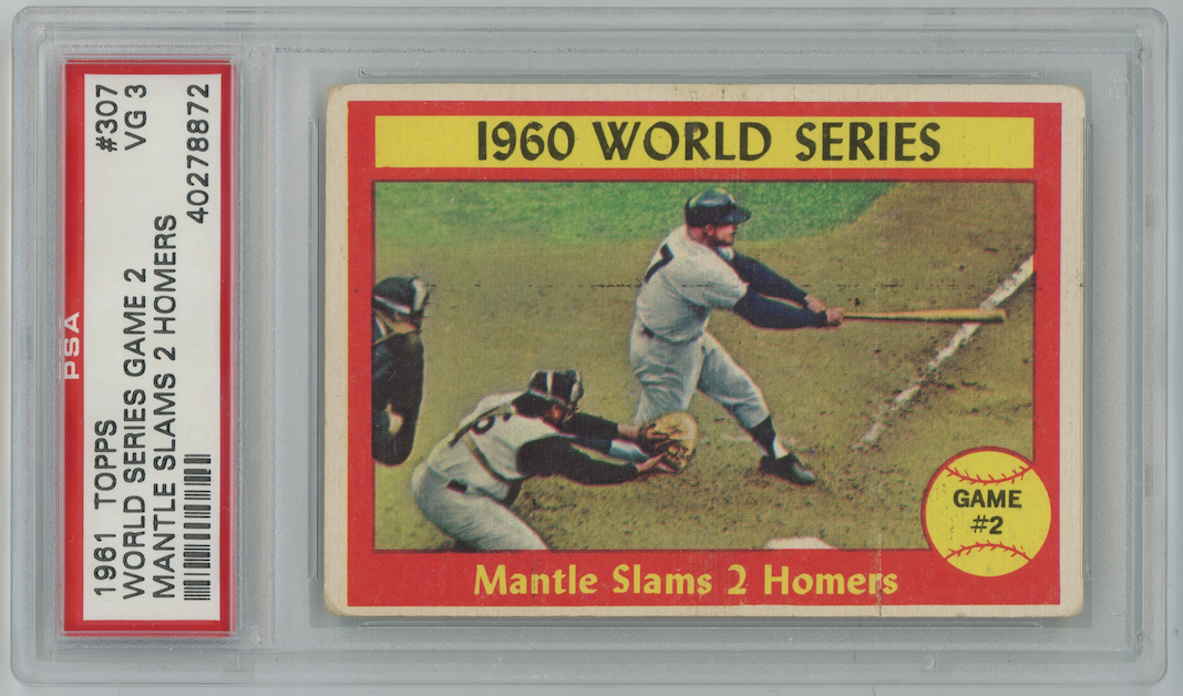 Mickey Mantle 1961 Topps World Series Game 2 #307 Yankees Card PSA 3