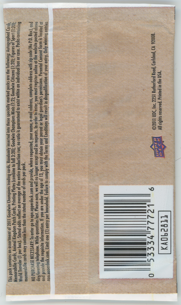 2011 Upper Deck Goodwin Champions Michael Jordan Auto New Sealed Hobby Pack