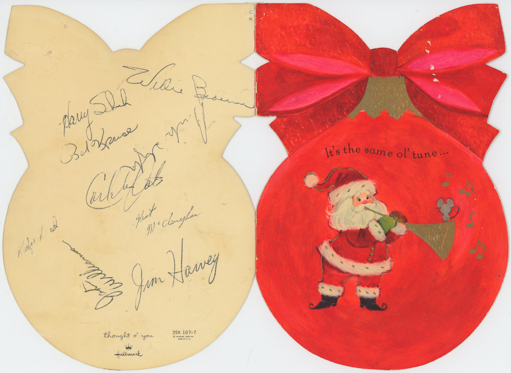 1967 Oakland Raiders Super Bowl Team Autographed Signed Christmas Card AMCo LOA