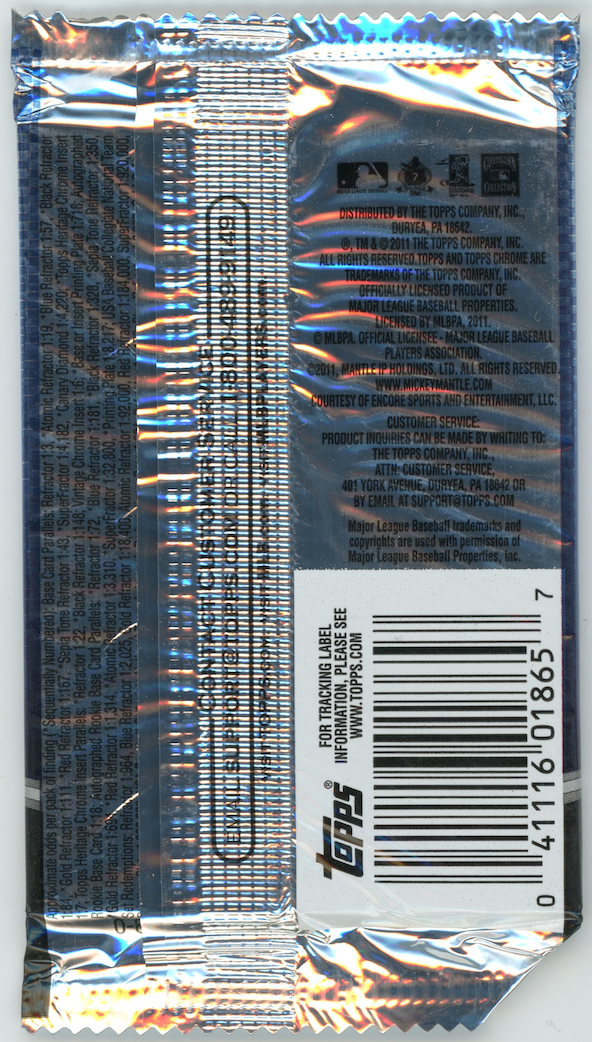 2011 Topps Chrome MLB Freddie Freeman Sealed Hobby Pack