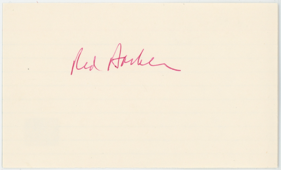 Red Barber New York Yankees Announcer Autographed Signed Index Card AMCo COA