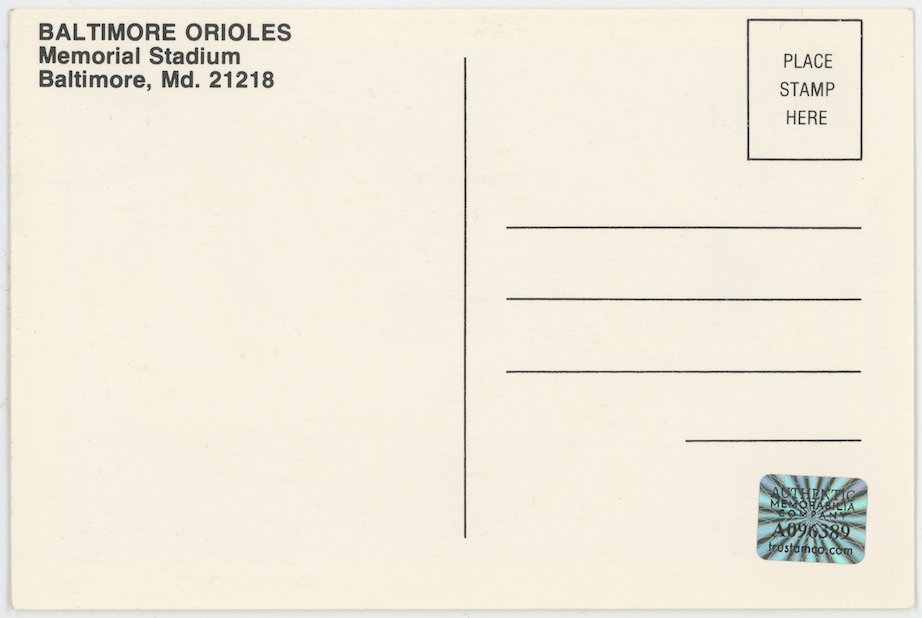 Eddie Murray Baltimore Orioles Autographed Signed Photo Postcard AMCo COA